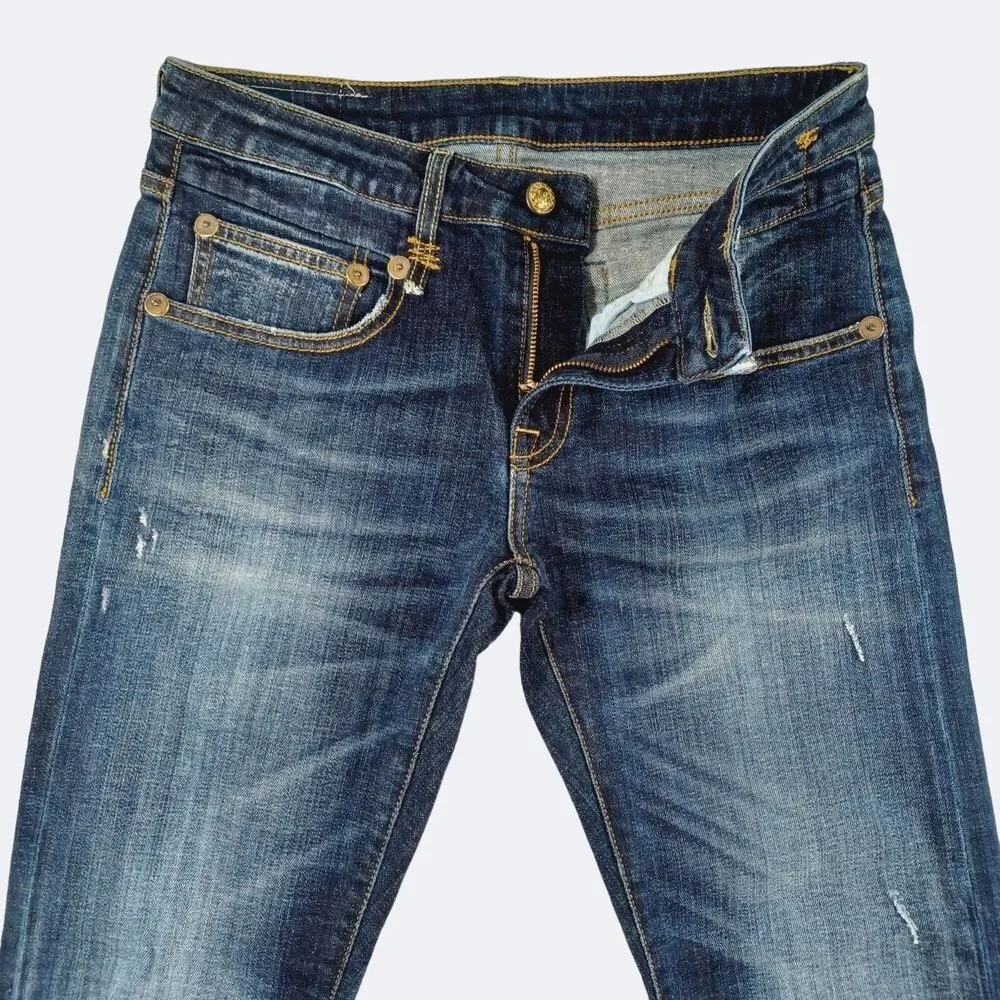 R13 Boy Skinny Seattle Vintage Rip Women's Mid-Rise Stretch Jeans Size 26